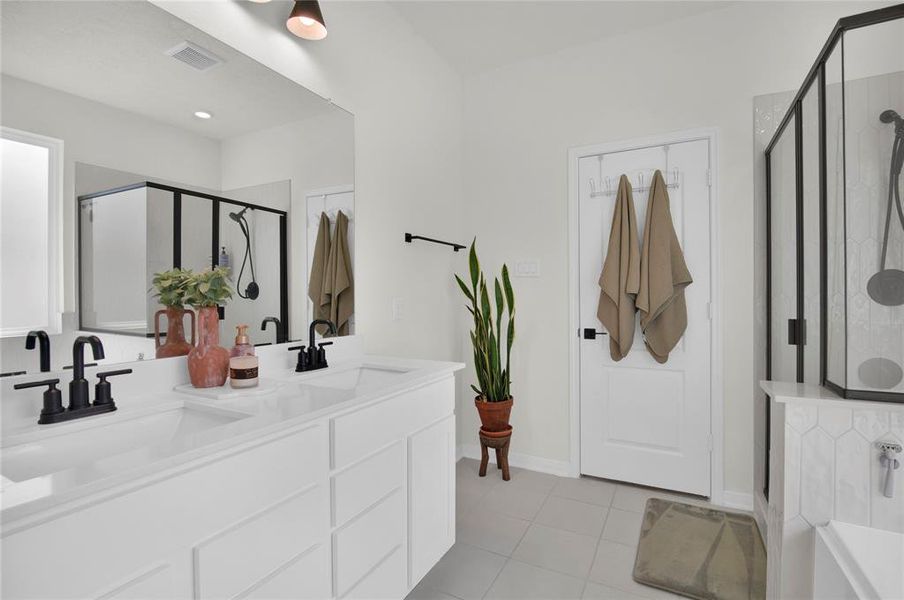 Lovely double sink vanity .