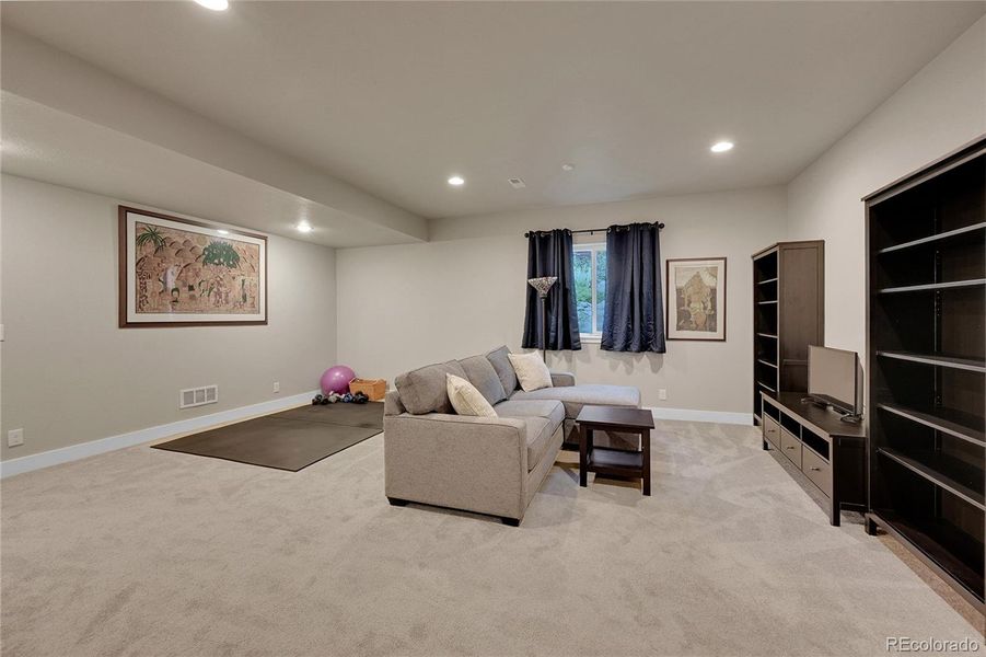 Large basement with high ceilings