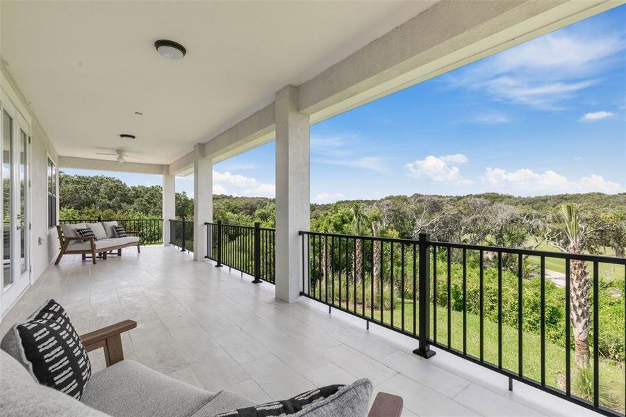 2nd Floor Balcony Across the Back of the Home overlooks the lush vegetation and lake.