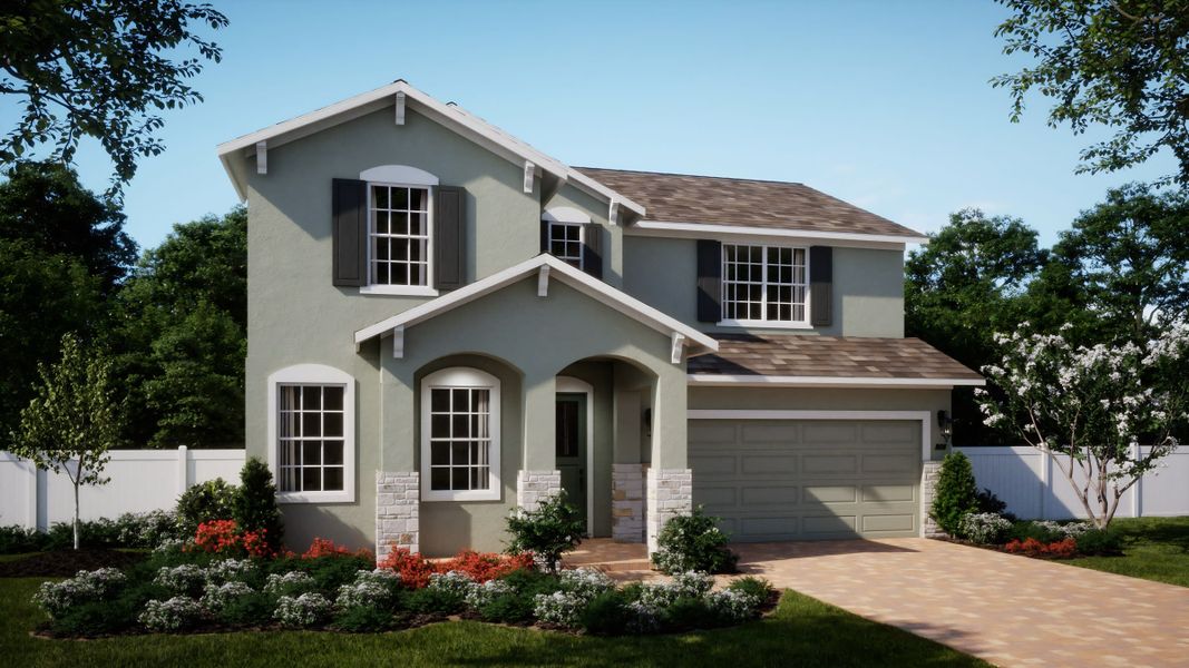 Elevation 3 with Optional Stone | Newcastle | New Homes in Florida | Landsea Homes