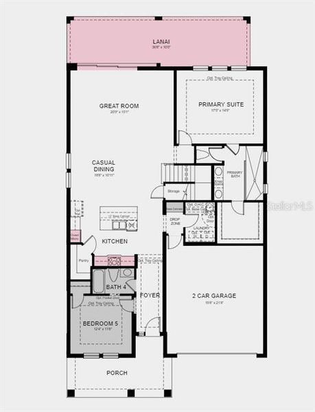 Floor Plan - Structural options added include; Gourmet kitchen, 4th bedroom and full bath, pocket sliding glass door, drop zone, game room, and extended covered lanai