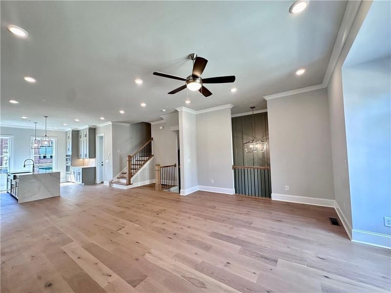 Bright and open living room showcase 10 foot ceilings