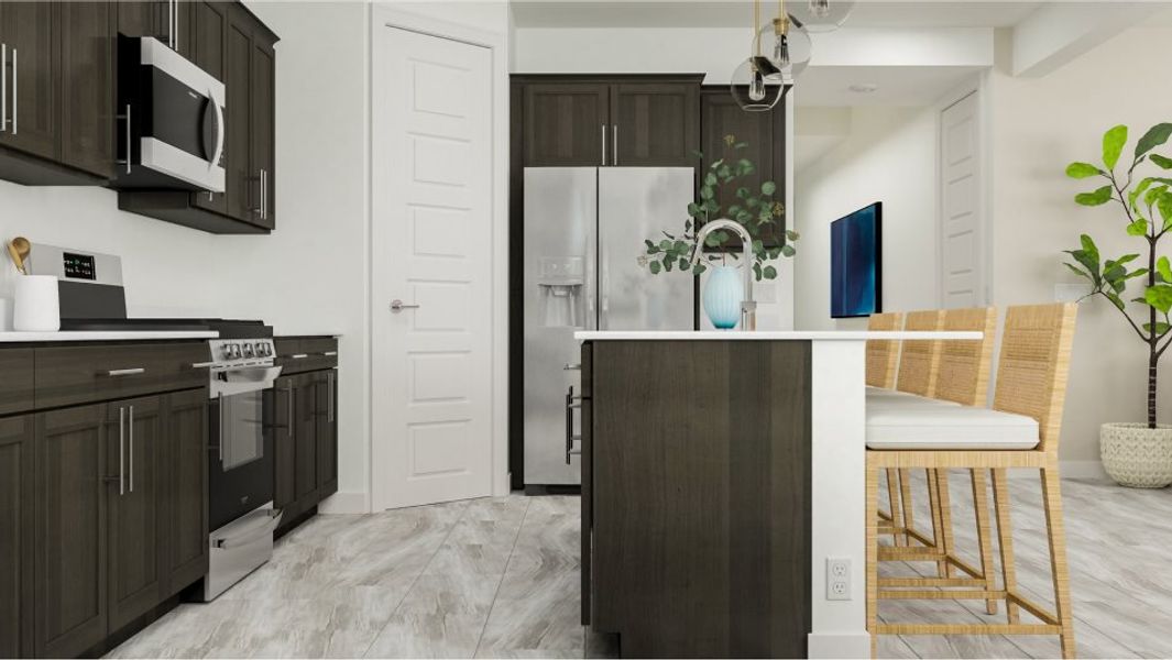 Kitchen with lots of cabinetry and appliances