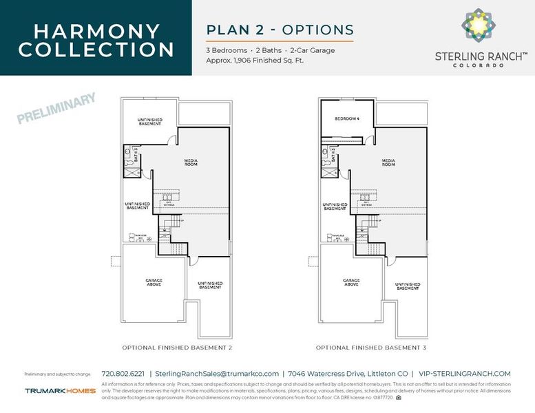 Plan 2: 1906 Optional Finished Basement