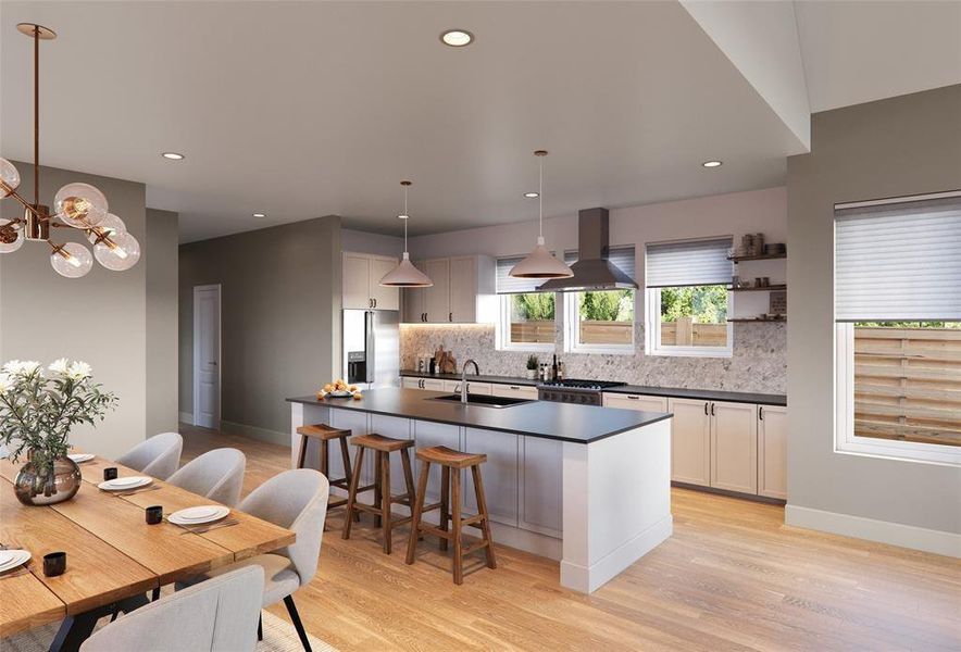 Kitchen with shaker cabinets and simple yet beautiful finish out