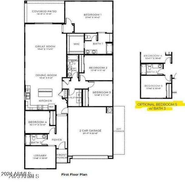 Blackstone Floor Plan with 5th Bedroom O