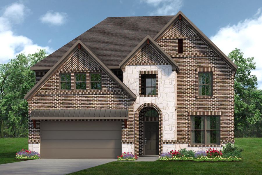 Elevation C with Stone | Concept 2844 at Hunters Ridge in Crowley, TX by Landsea Homes