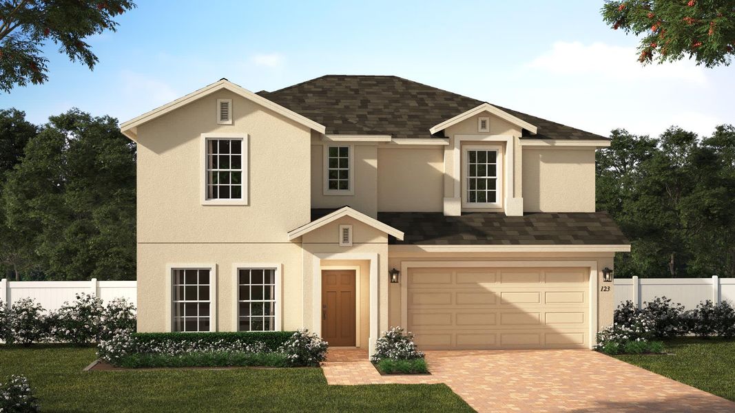 Newcastle Stucco Elevation 2 | Harrell Oaks in Orlando, FL by Landsea Homes