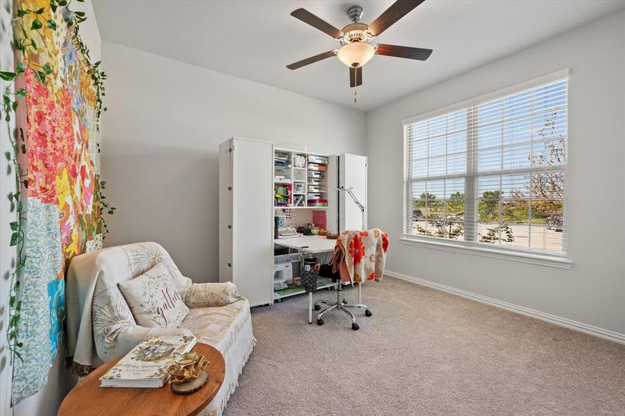 Bedroom being used as a second office space