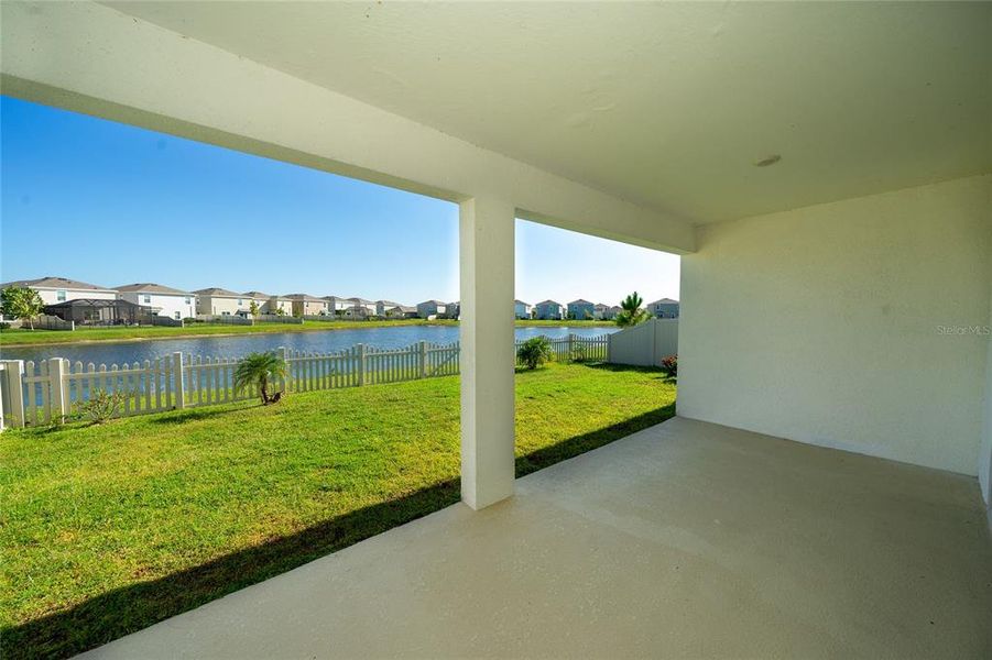 Covered Lanai and backyard view