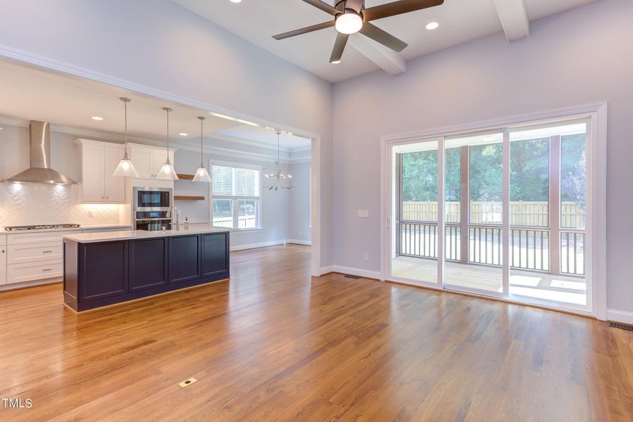 Family room and kitchen