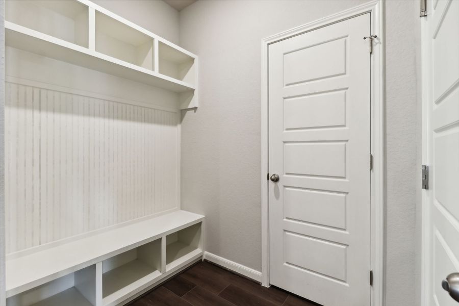 Mud room in the Hughes floorplan at a Meritage Homes community.