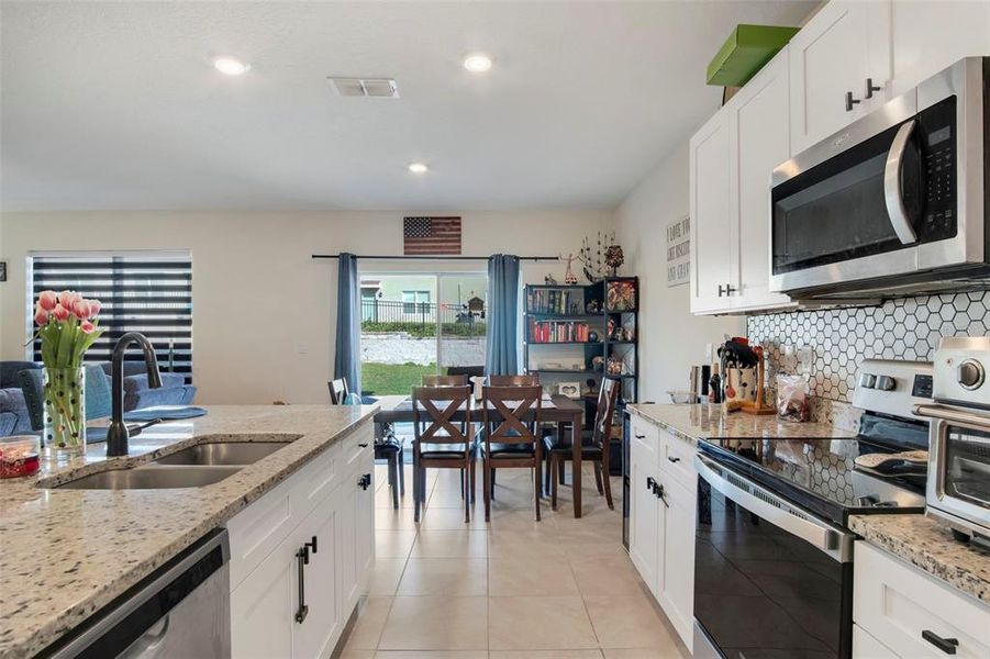 Kitchen into dining area