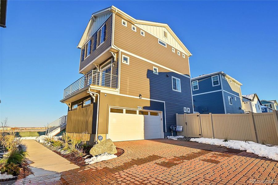 Oversized, attached, two car garage.