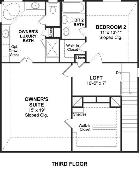 The Venice II floor plan by K. Hovnanian Homes. 3rd Floor shown. *Prices, plans, dimensions, features, specifications, materials, and availability of homes or communities are subject to change without notice or obligation.