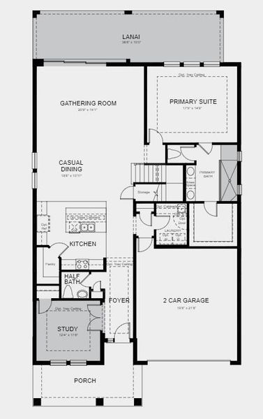 Structural options include: extended lanai, study, primary bath with shower, pocket sliding glass door.