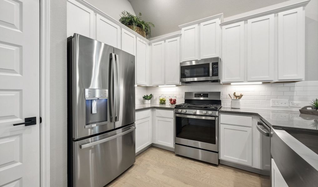 Kitchen with striking cabinets