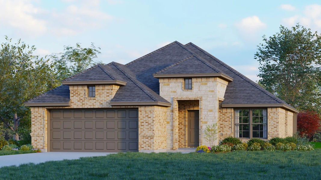Elevation A with Stone | Concept 1991 at Silo Mills - Select Series in Joshua, TX by Landsea Homes