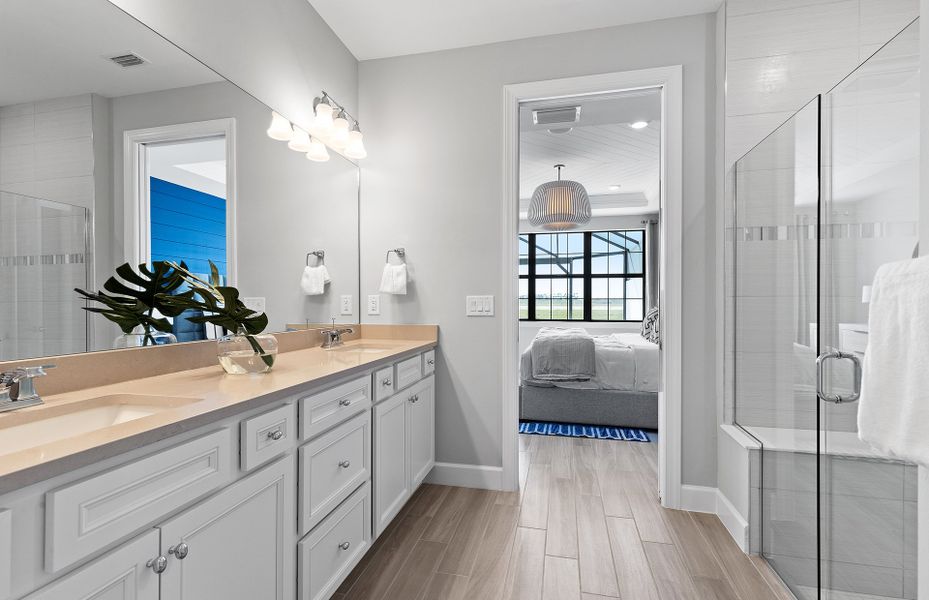 Owner's bathroom with double sink vanity