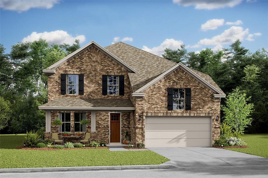 Stunning El Paso home design with elevation TA built by K. Hovnanian Homes in beautiful Centennial Oaks. (*Artist rendering used for illustration purposes only.)