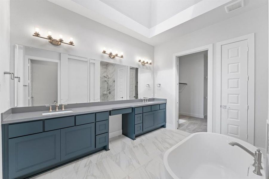 Primary Bath with 2 Sinks and Vanity Area