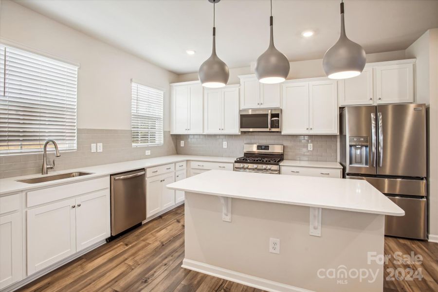 Generous counter space with stainless steel appliances including Gas cooktop