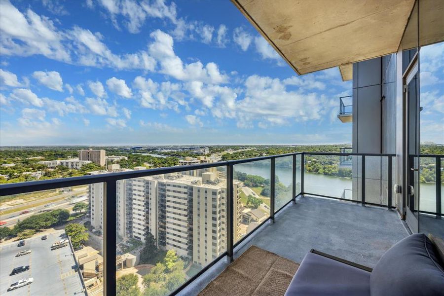 Views of Lady Bird Lake from balcony