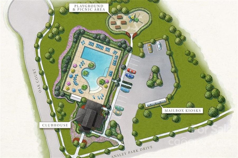 Planned amenities include clubhouse, pool, picnic area, playground and walking trails