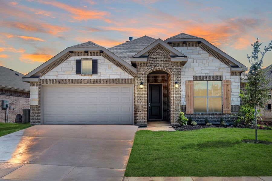 Elevation C With Stone | Concept 1660 at Hunters Ridge in Crowley, TX by Landsea Homes