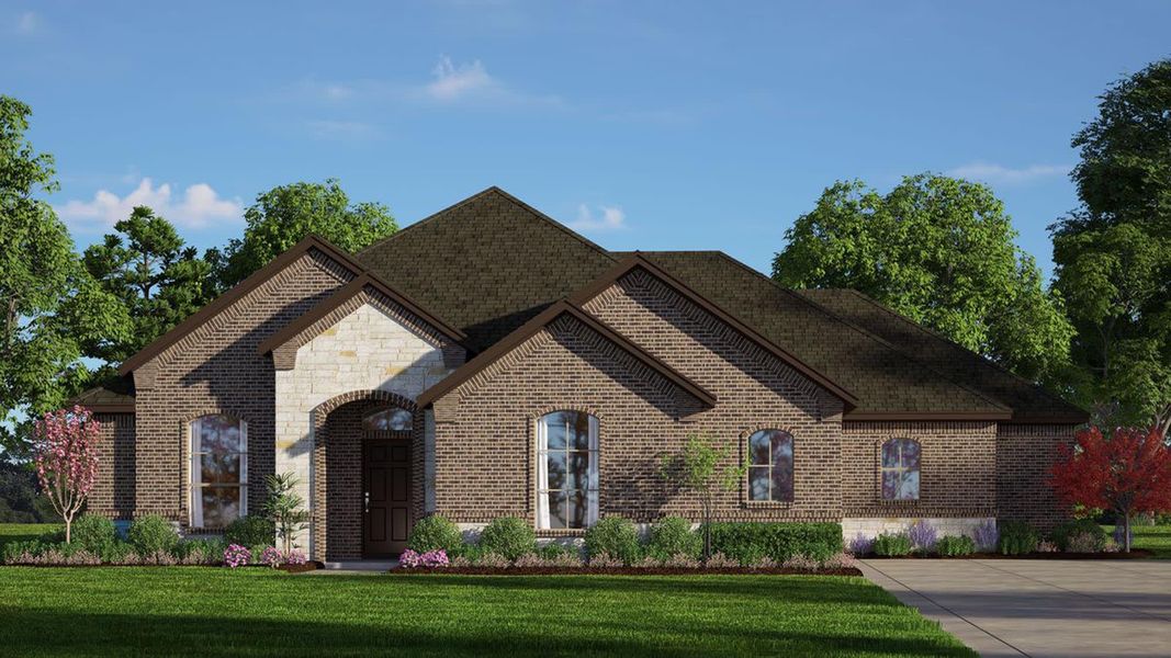 Elevation A with Stone | Concept 2199 at Massey Meadows in Midlothian, TX by Landsea Homes