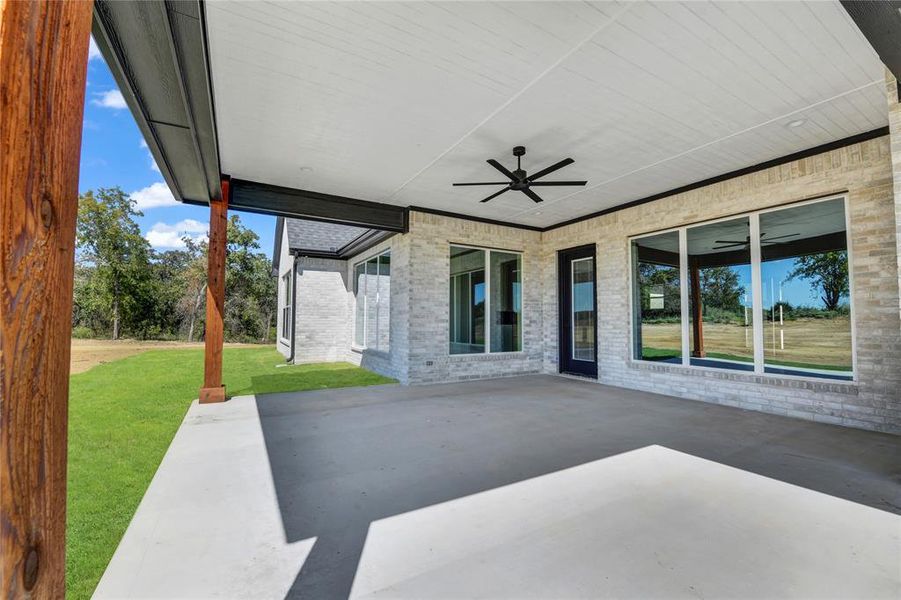 View of patio / terrace featuring ceiling fan