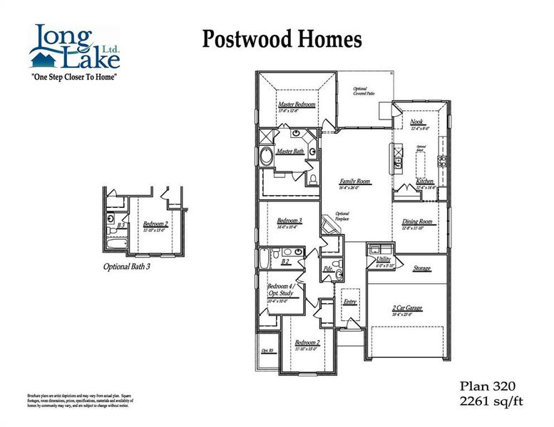 Plan 320 features 4 bedrooms, 3 full baths, 1 half bath and over 2,200 square feet of living space.