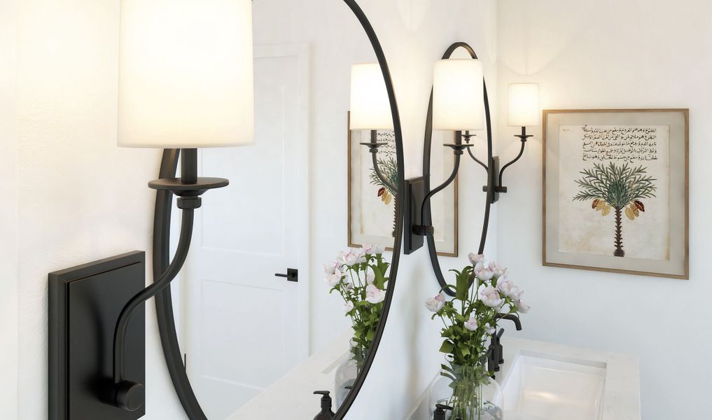 Rounded mirrors in bath