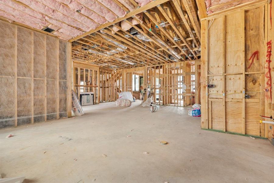 The open concept dining area overlooks the backyard!