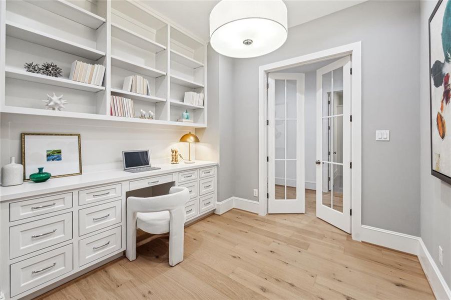 Another view of the Home Office which also includes a set of French Doors.