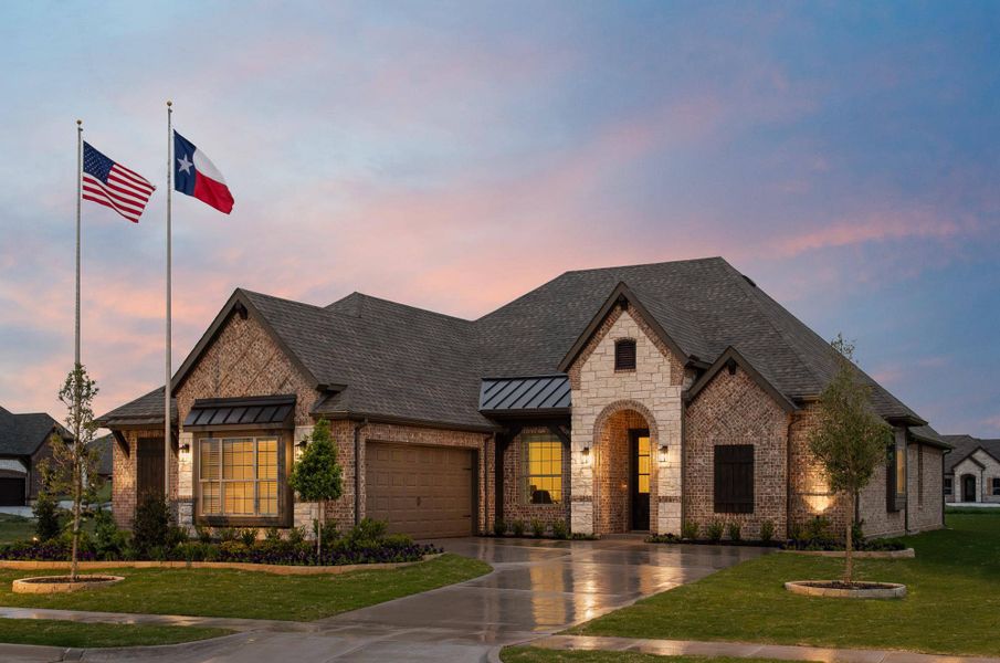 Elevation D with Stone | Concept 2404 at Massey Meadows in Midlothian, TX by Landsea Homes