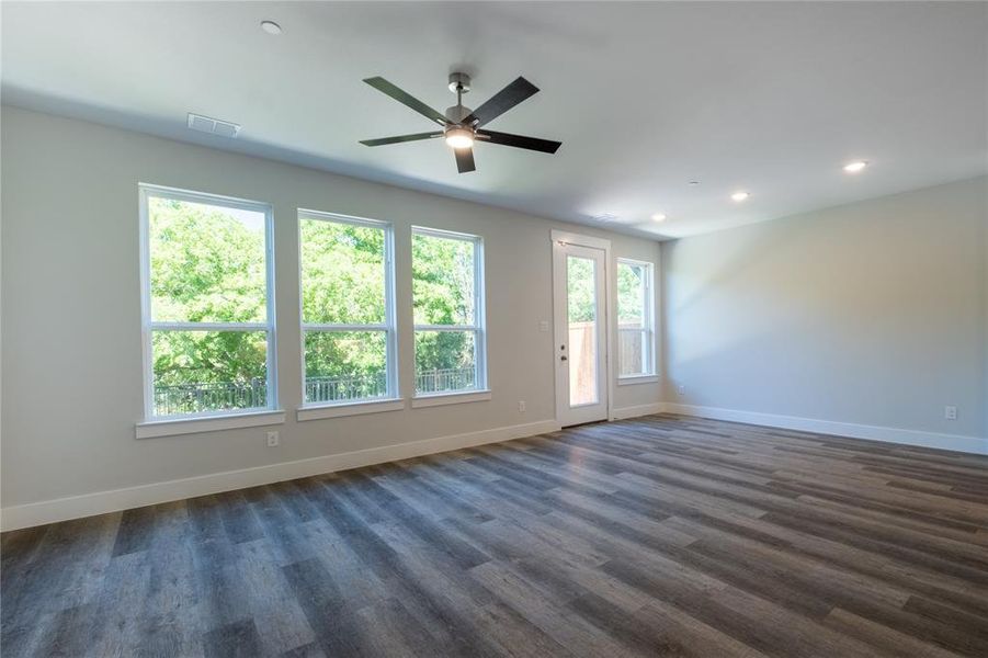 Friends and family will love gathering in this light filled living room.