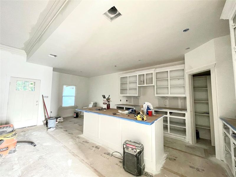 Kitchen with white cabinets