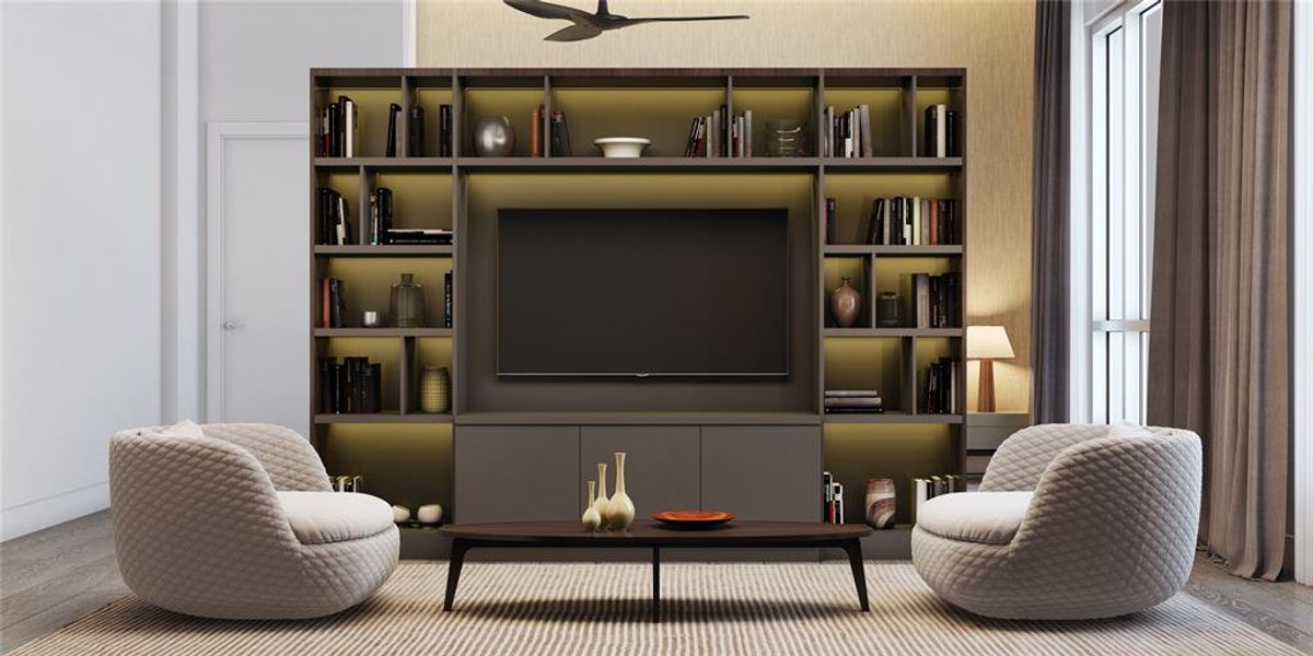 Game/Media Room for Penthouse units. Rendering shown is an example and may not be representative of this unit.