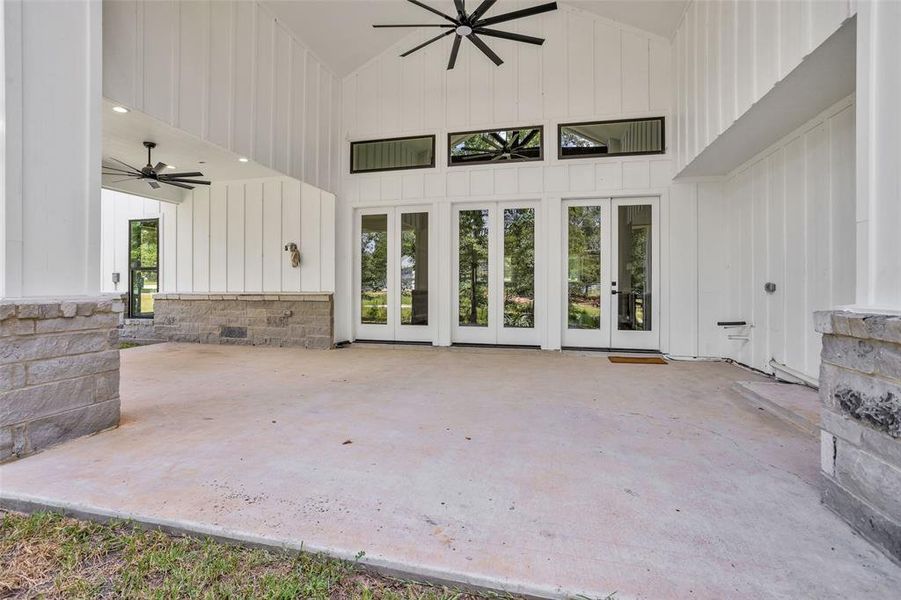 Porch is prepped for outdoor kitchen with water/gas/.electric