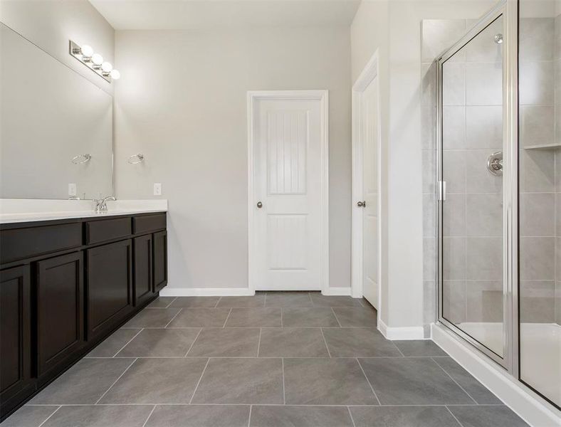 Private Owners Suite Features Spa-Like Bathroom, His & Her Sinks, Shaker Cabinets Vanity, Beautiful Vinyl Plank Floors, Huge Massive Shower with Tile Surroundings & Walk-in Closet!**Image representative of plan only and may vary as built**NEW Photos coming soon!