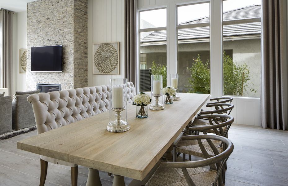Dining area with charming furnishings just off the kitchen