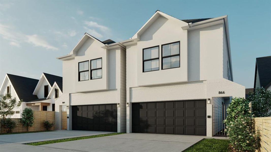 One of three homes available. This is a rendering of what a completed elevation would look like.