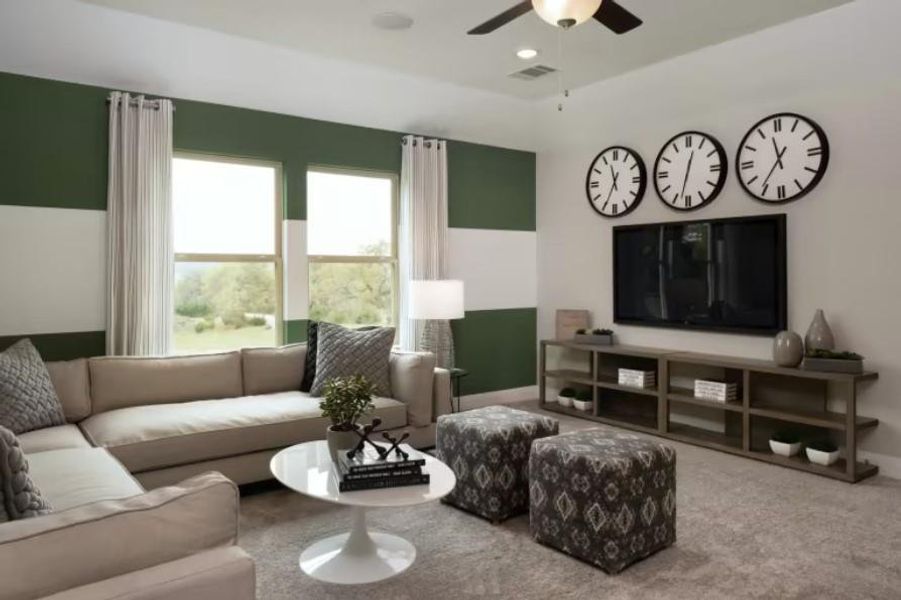 Photo of Pulte model home with same floor plan, not of actual home listed.