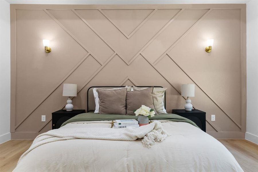 Bedroom with light wood-type flooring