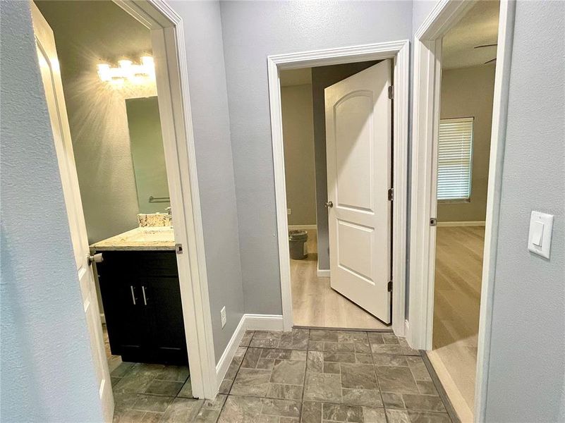 Guest bathroom and 2 bedrooms