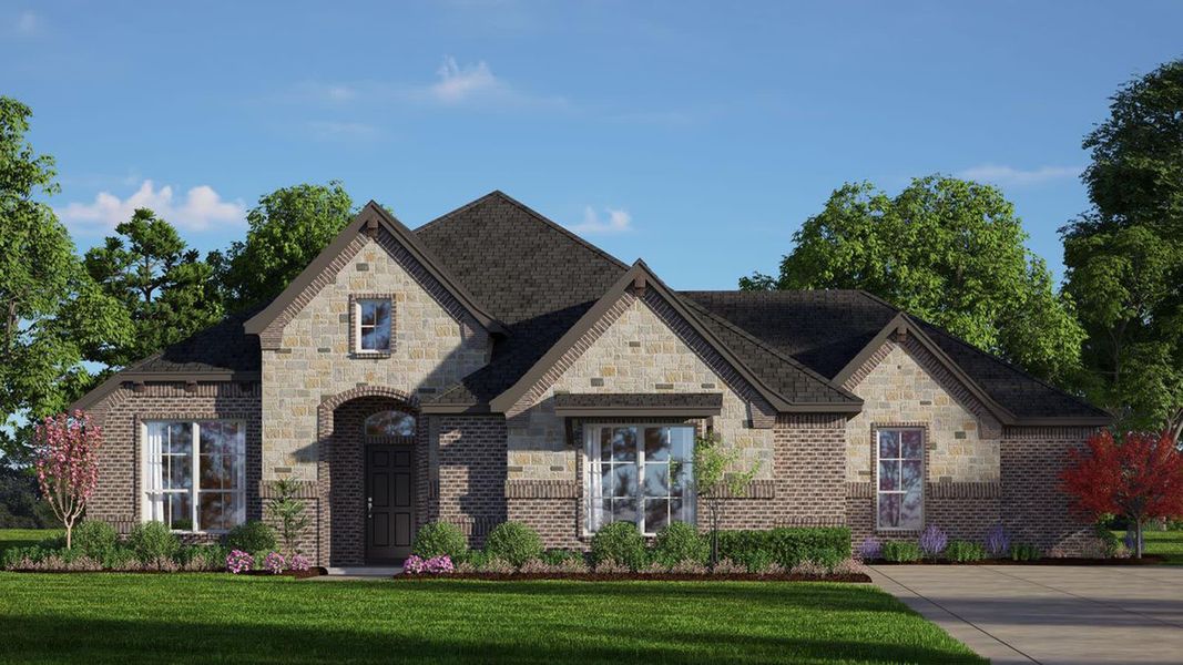 Elevation B with Stone | Concept 2199 at Massey Meadows in Midlothian, TX by Landsea Homes