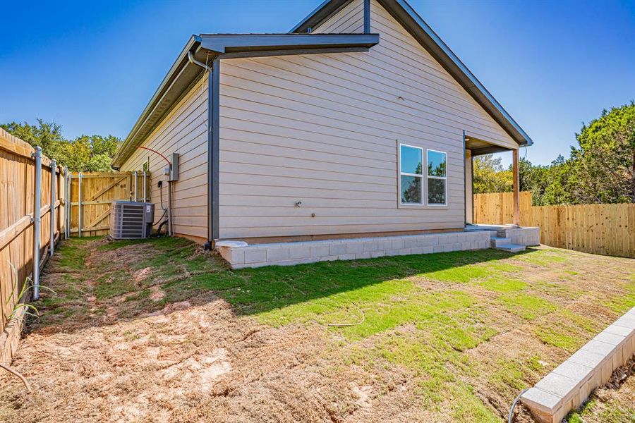 Fenced backyard