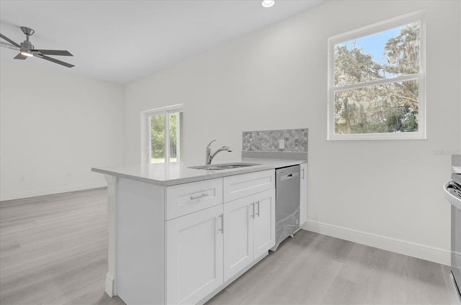 Kitchen looking into Living room