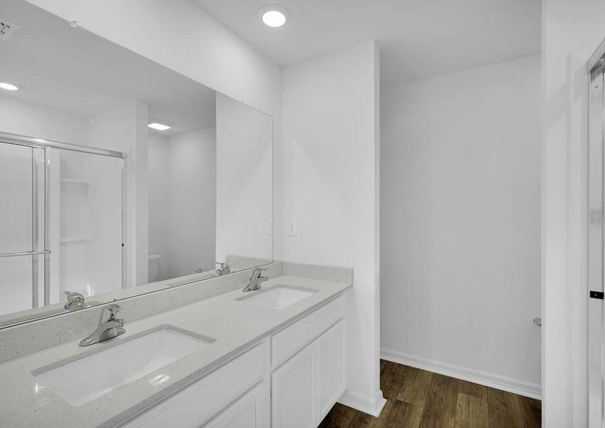 Beautiful master bathroom with a double sink vanity